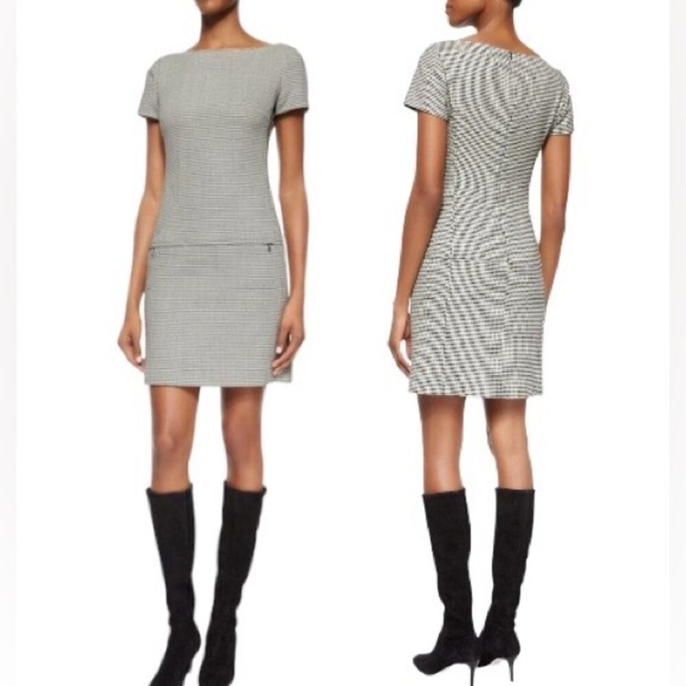 Ralph Lauren Black Label Houndstooth Wool Silk Sheath Ailya Dress Sz 10 INVS15